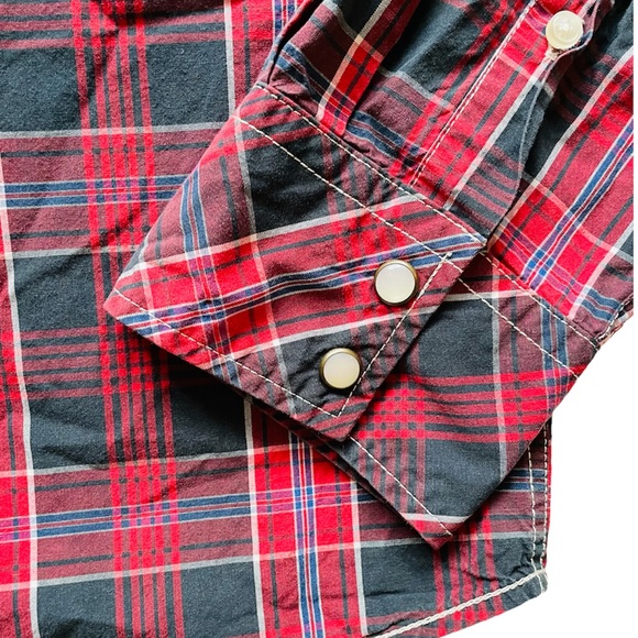 JACHS Shirt Size XL Men's X Large Red Plaid Pearl Snaps Long Sleeve Button Up - Picture 4 of 10